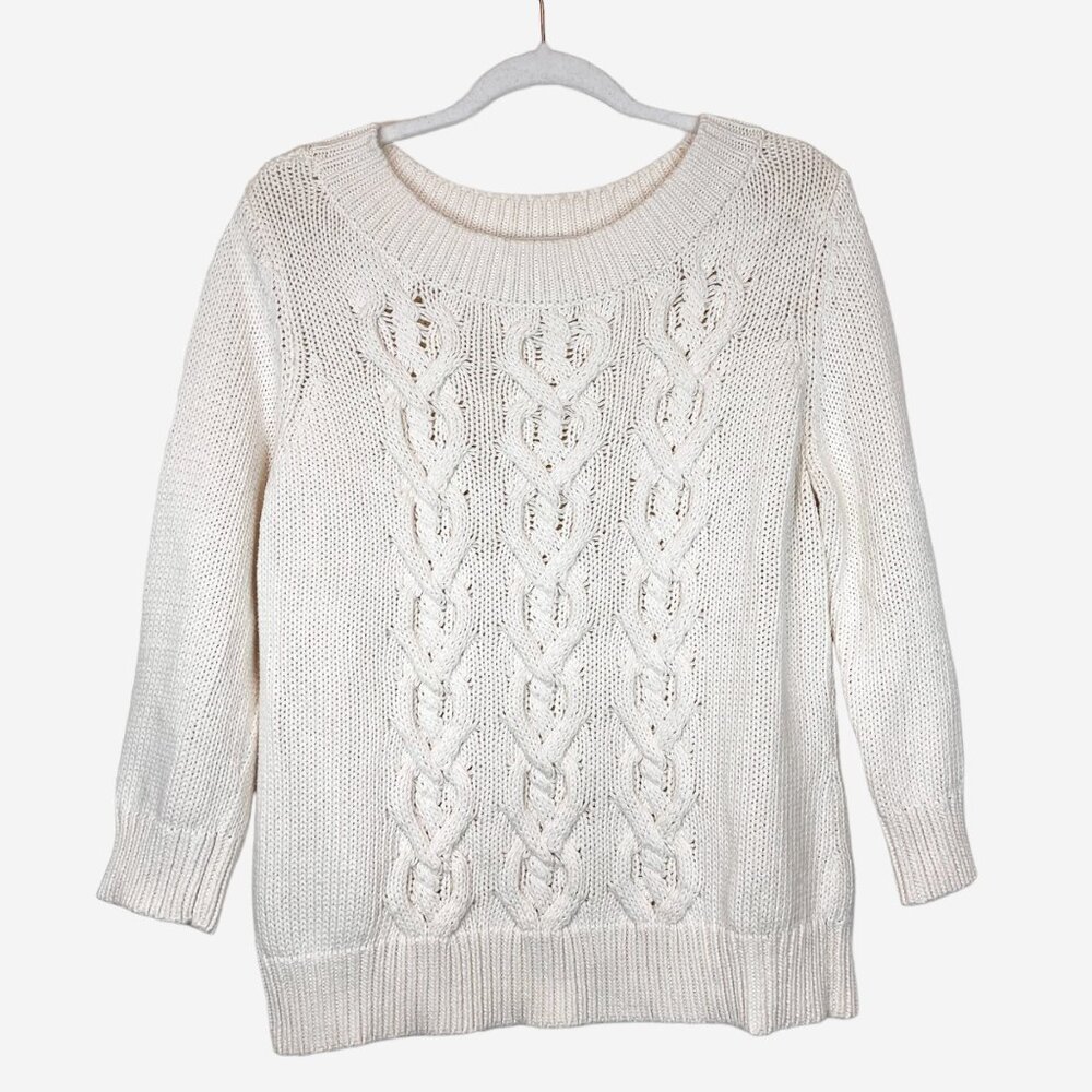 Talbots Sweater XL Chunky Cable Knit Round Neck Womens Pullover Size Extra Large